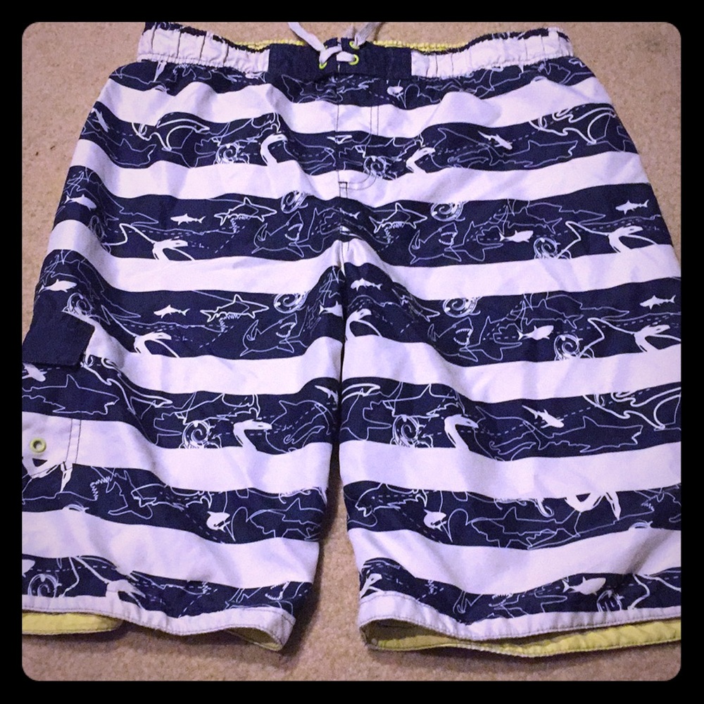 striped shark swim shorts